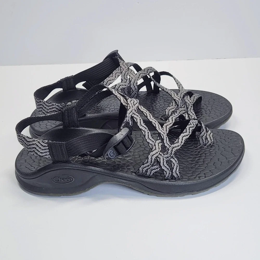 Chaco Updraft EcoTread X2 Sandals Womens Size 9 Black Gray Waves Hiking Trail